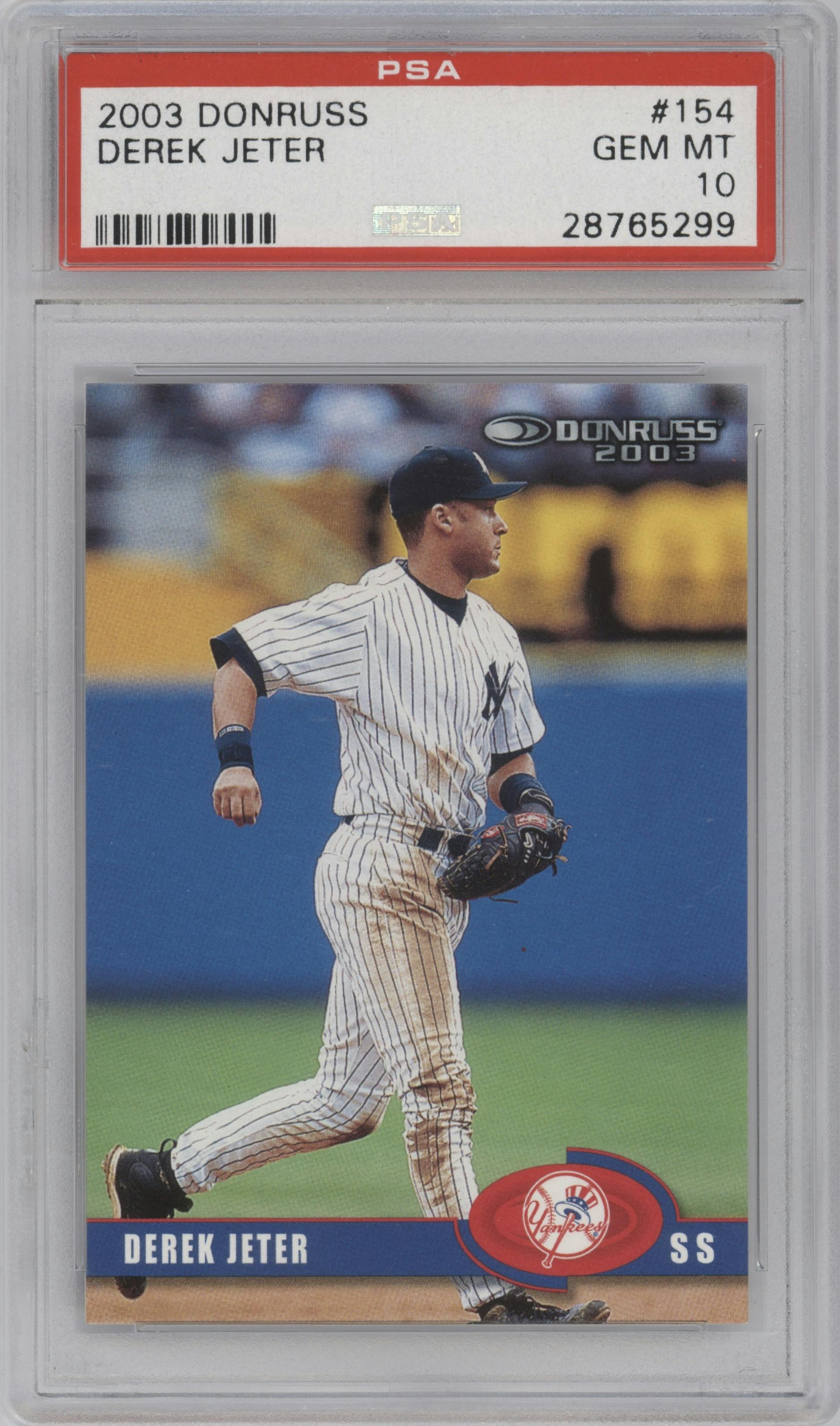 Derek Jeter  from the 2003 Donruss set graded by PSA and given an overall grade of 10.