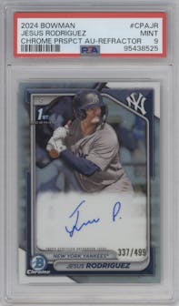 Jesus Rodriguez  from the 2024 Bowman set featuring a Refractor parallel graded by PSA and given an overall grade of 9.