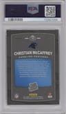 Christian McCaffrey from the 2017 Panini Donruss Optic set featuring a Red/Yellow parallel graded by PSA and given an overall grade of 10.