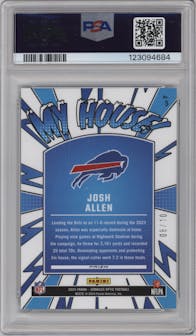 Josh Allen from the 2024 Donruss Optic set featuring a Gold parallel graded by PSA and given an overall grade of 9.