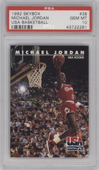 Michael Jordan from the 1992-93 Skybox set graded by PSA and given an overall grade of 10.
