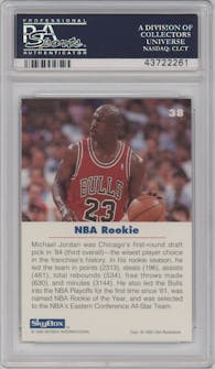 Michael Jordan from the 1992-93 Skybox set graded by PSA and given an overall grade of 10.