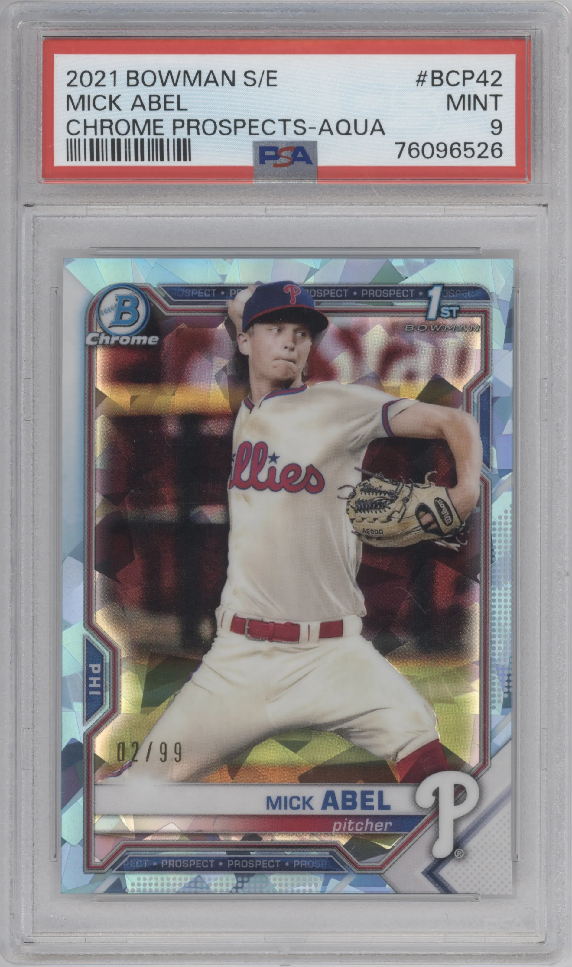 2021 Bowman Sapphire Edition Chr.Pros. Mick Abel Aqua #BCP-42 PSA 9