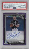 Jacob Gonzalez from the 2024 Bowman Mega Box set featuring a Purple Mega Refractors parallel graded by PSA and given an overall grade of 10.
