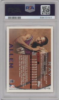 Ray Allen from the 1996-97 Topps set graded by PSA and given an overall grade of 10.