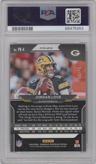 Jordan Love from the 2020 Panini Chronicles set featuring a Red parallel graded by PSA and given an overall grade of 10.