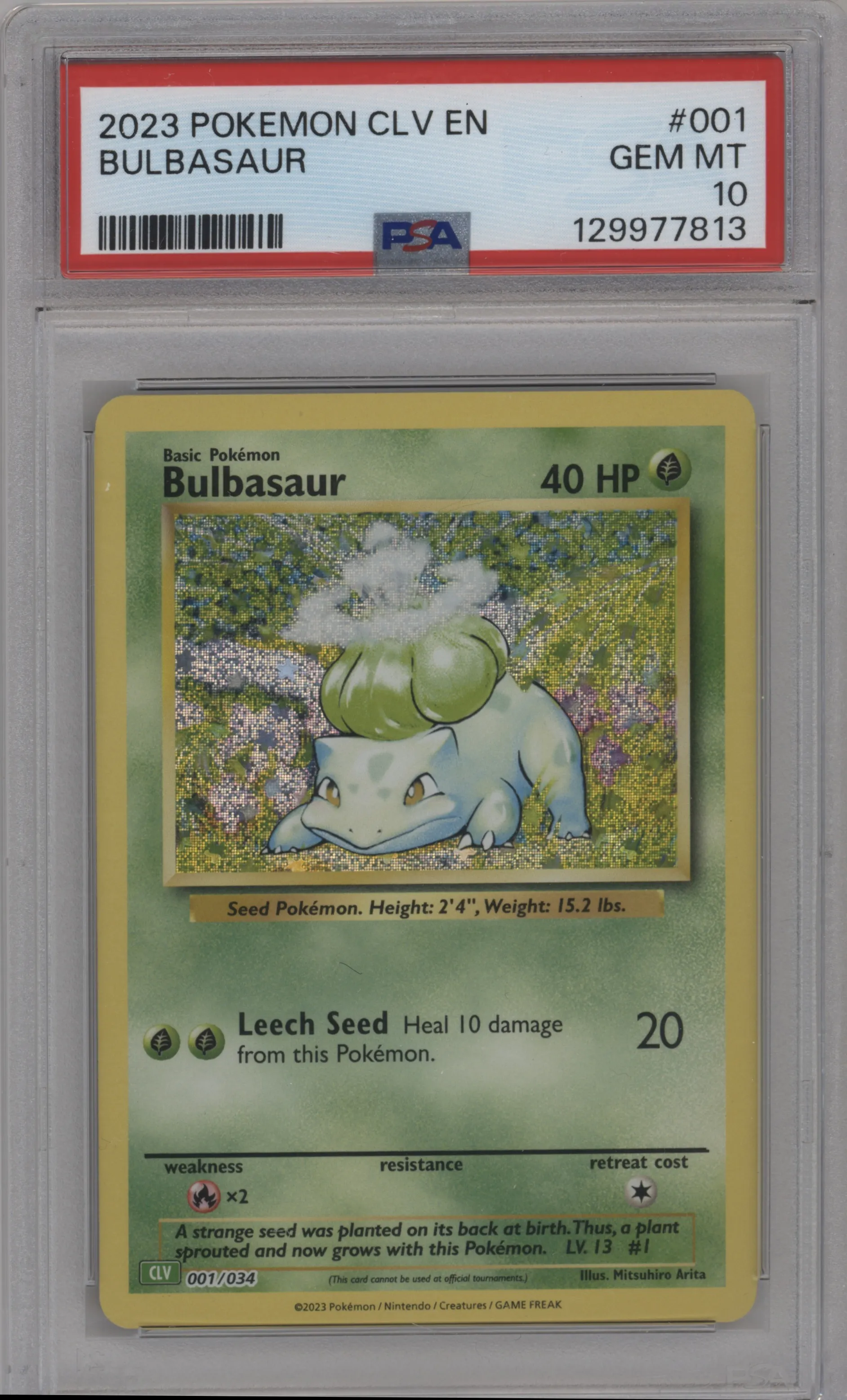 2023 Pokemon CLV Bulbasaur #001 PSA 10