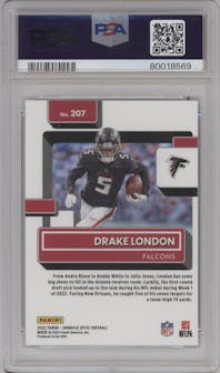 Drake London from the 2022 Panini Donruss Optic set graded by PSA and given an overall grade of 9.