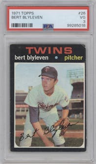 Bert Blyleven from the 1971 Topps set graded by PSA and given an overall grade of 3.