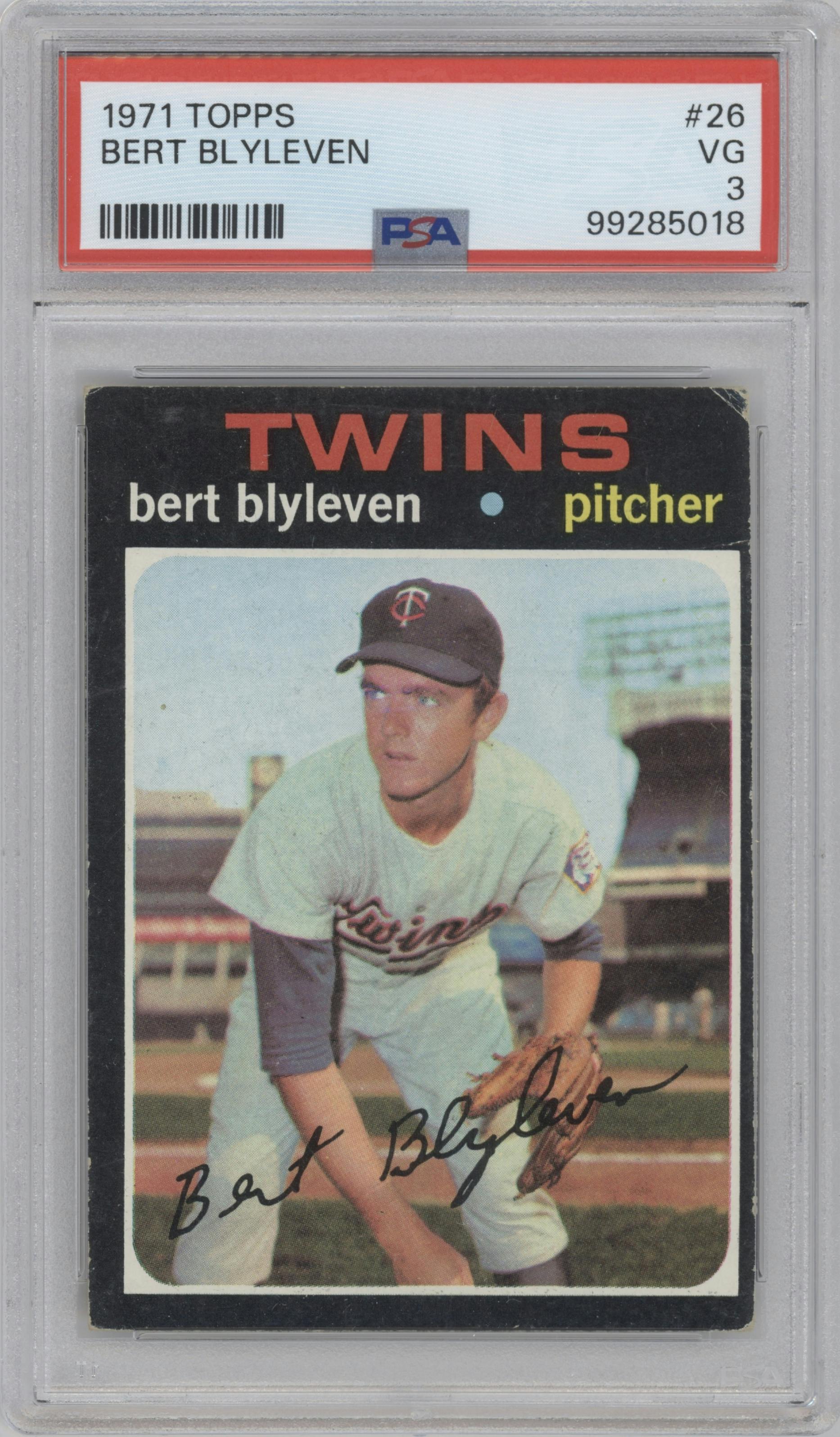 Bert Blyleven from the 1971 Topps set graded by PSA and given an overall grade of 3.