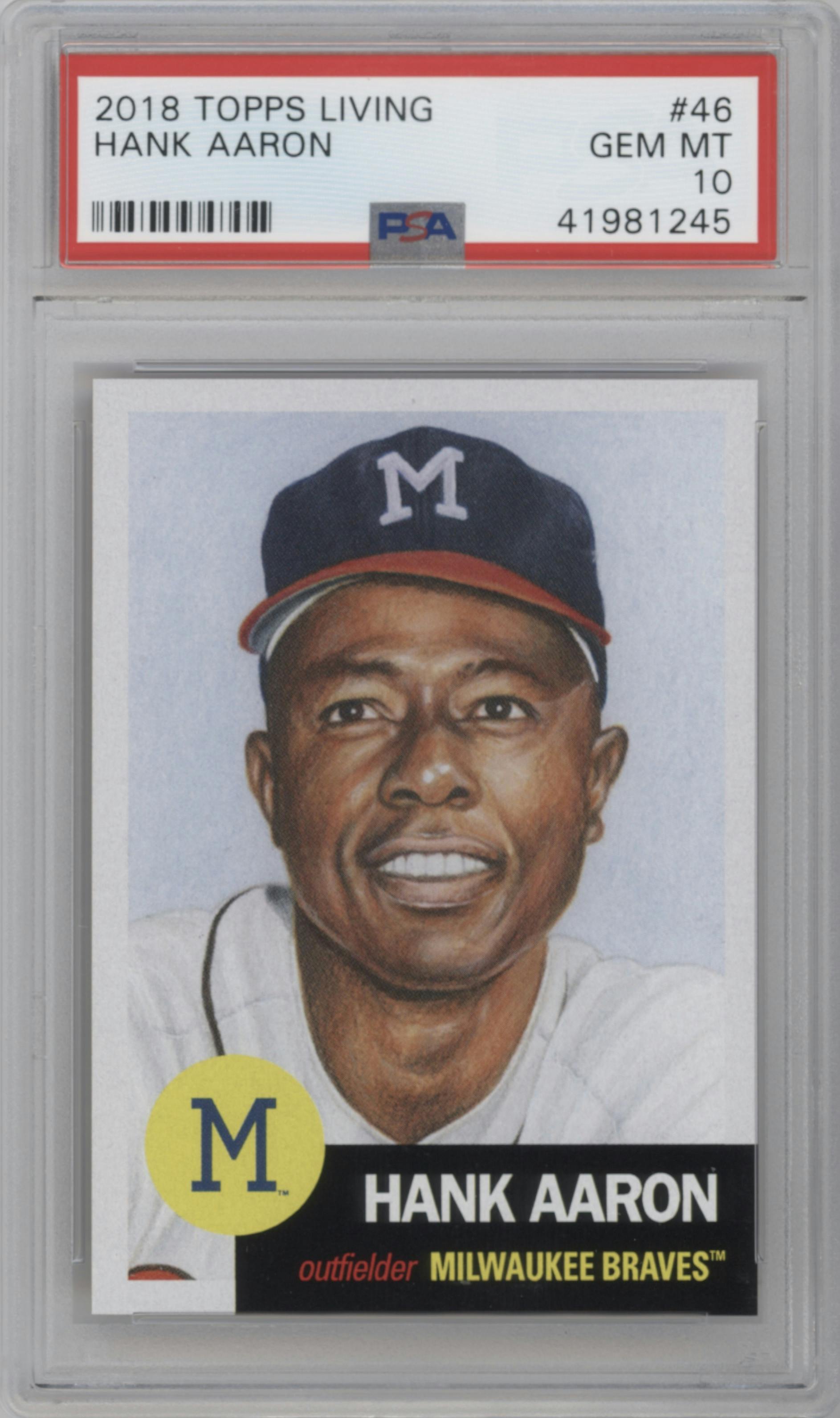 Hank Aaron from the Ultimate Topps Living Set   set graded by PSA and given an overall grade of 10.