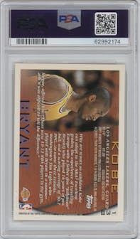 Kobe Bryant  from the 1996-97 Topps set graded by PSA and given an overall grade of 8.