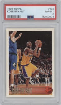 Kobe Bryant  from the 1996-97 Topps set graded by PSA and given an overall grade of 8.
