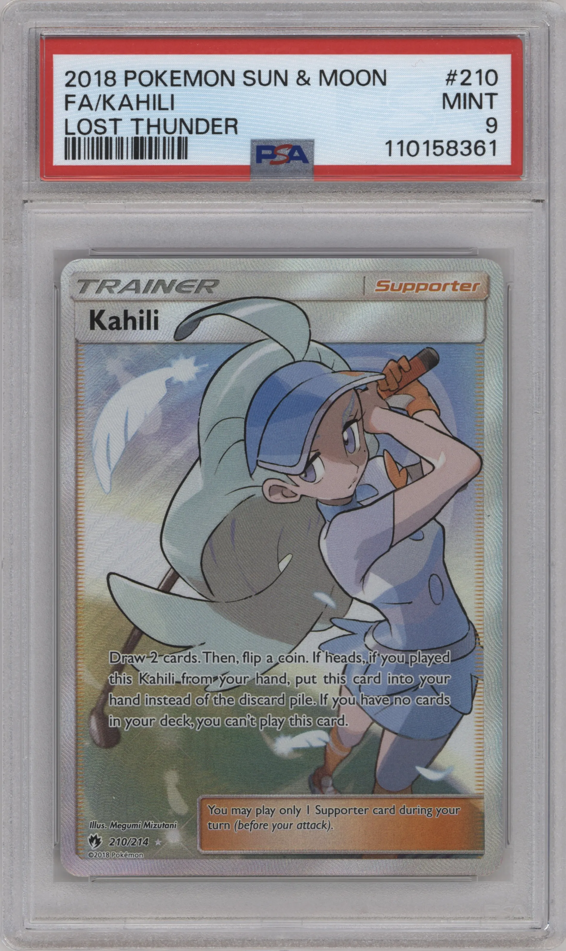 2018 Pokemon S&M Lost Thunder Kahili PSA 9
