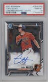 Coby Mayo from the 2021 Bowman set graded by PSA and given an overall grade of 10.