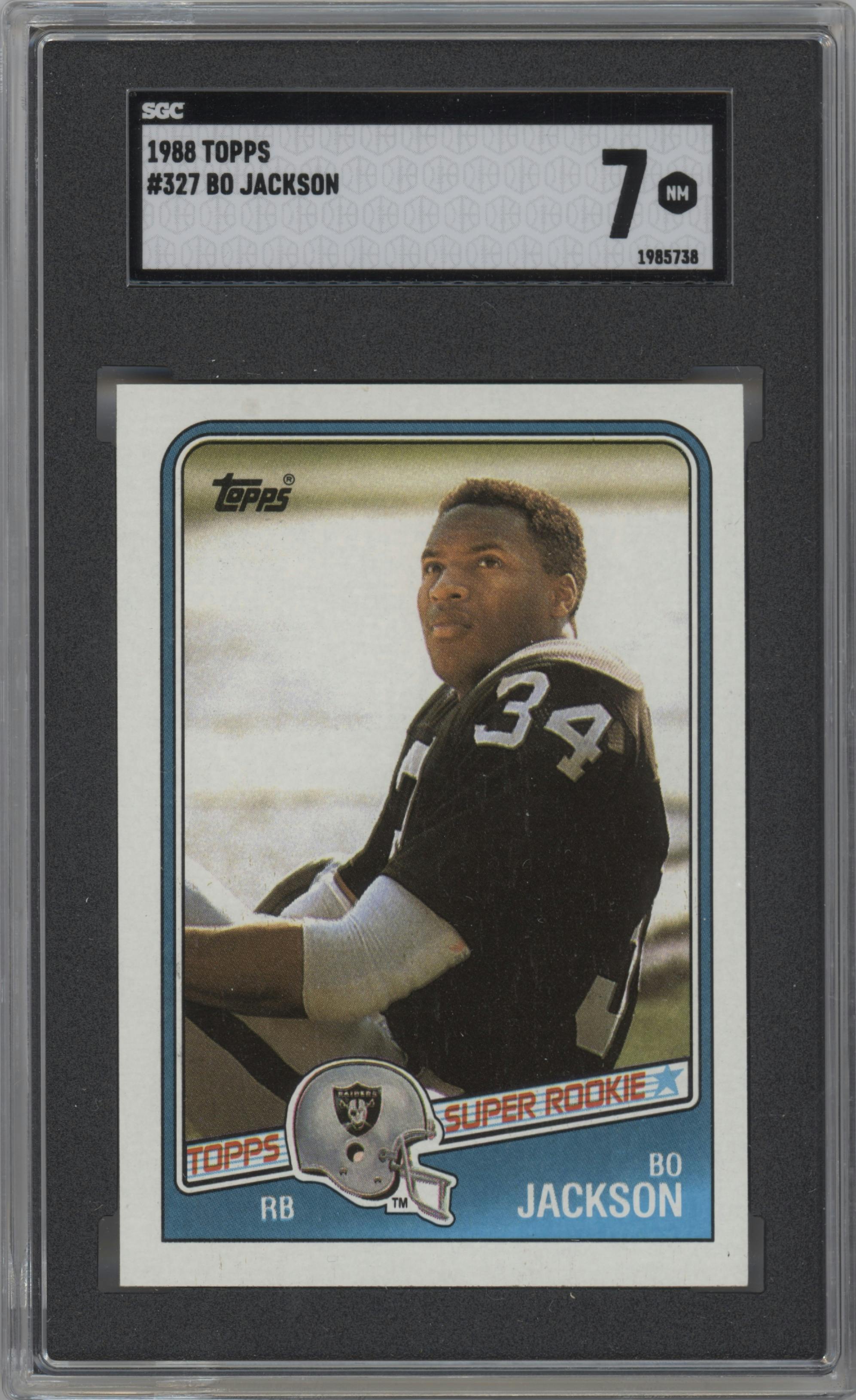 Bo Jackson from the 1988 Topps set graded by SGC and given an overall grade of 7.