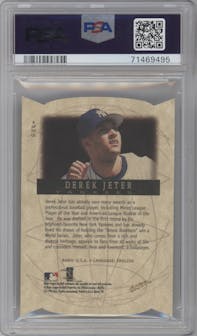 Derek Jeter from the 1998 Metal Universe set graded by PSA and given an overall grade of 9.