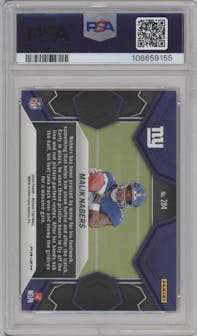 Malik Nabers from the 2024 Panini Mosaic set featuring a Red Camo parallel graded by PSA and given an overall grade of 10.