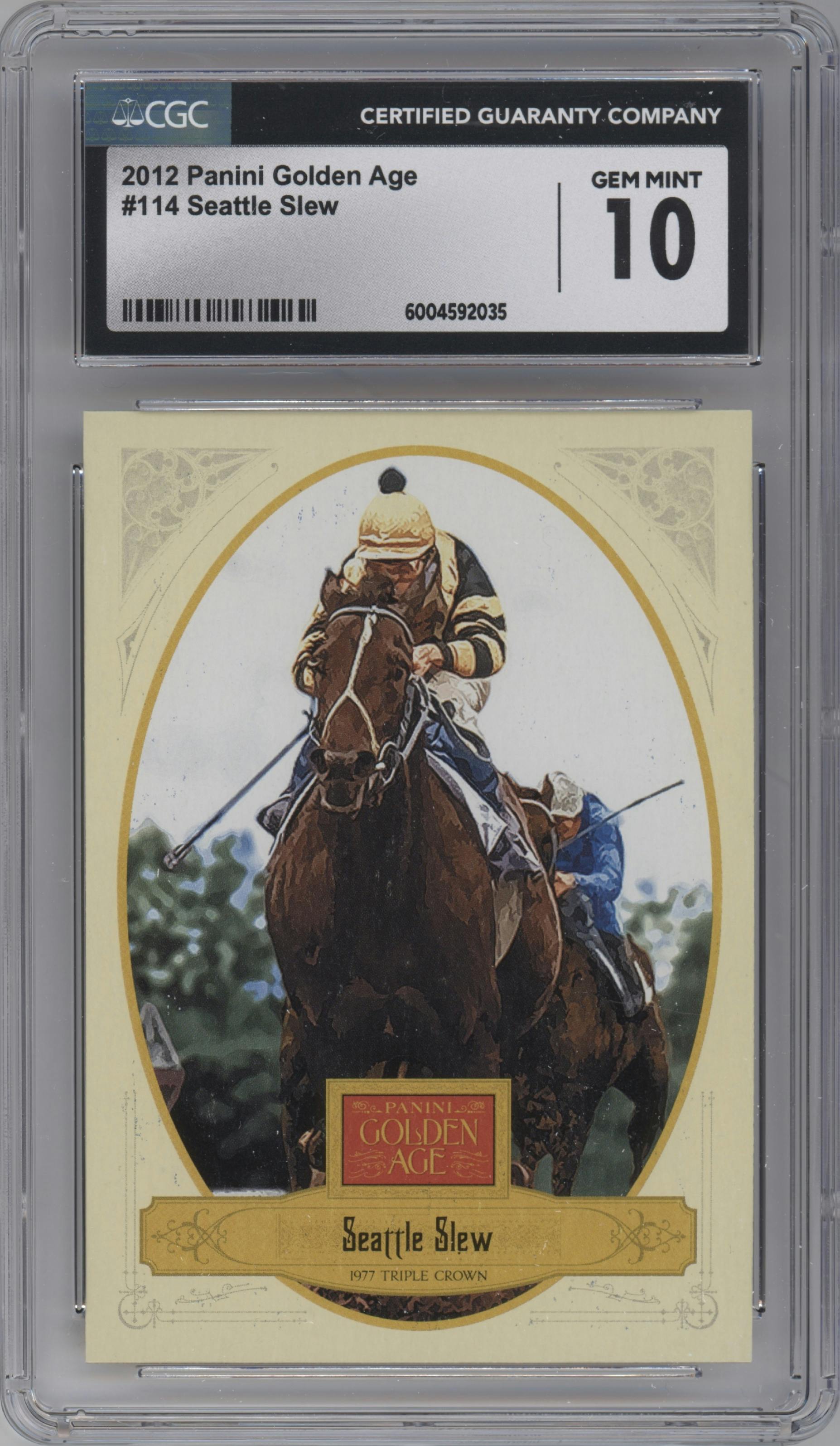 Seattle Slew from the 2012 Panini Golden Age set graded by CSG and given an overall grade of 10.