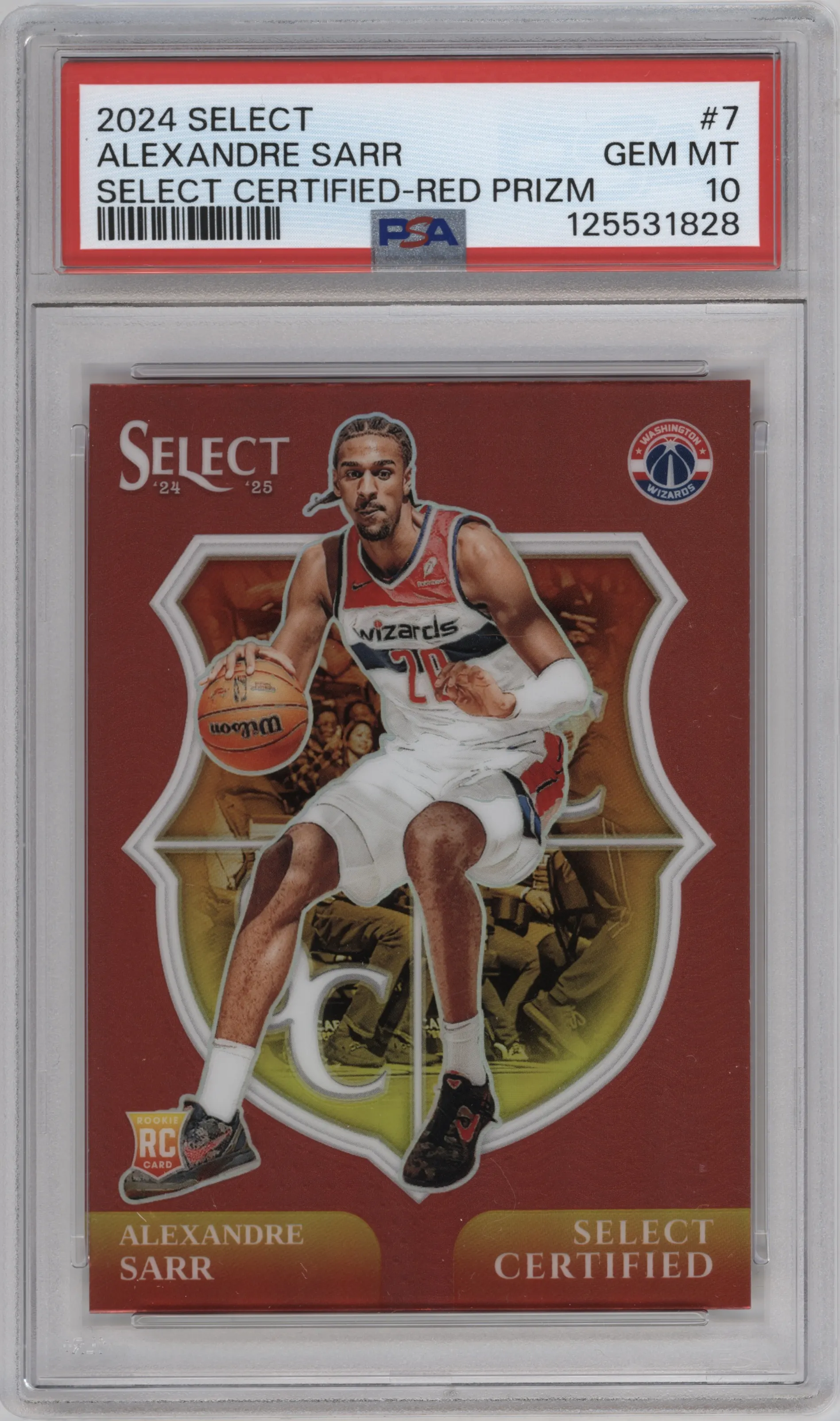 2024 Panini Select Select Certified Alexandre Sarr Red Prizm PSA 10