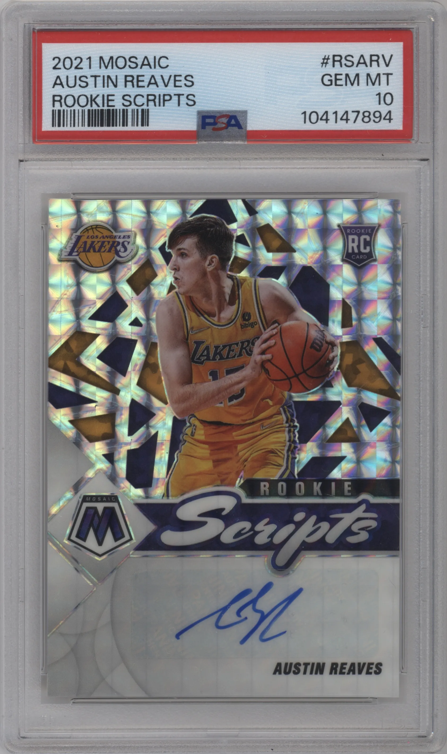 2021 Panini Mosaic Rke.Scripts Austin Reaves #RS-ARV PSA 10