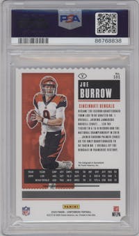 Joe Burrow from the 2020 Panini Contenders set featuring a Stub parallel graded by PSA and given an overall grade of 10.