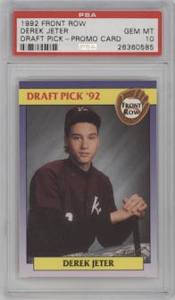 Derek Jeter  from the 1992 Front Row set graded by PSA and given an overall grade of 10.