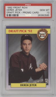 Derek Jeter  from the 1992 Front Row set graded by PSA and given an overall grade of 10.