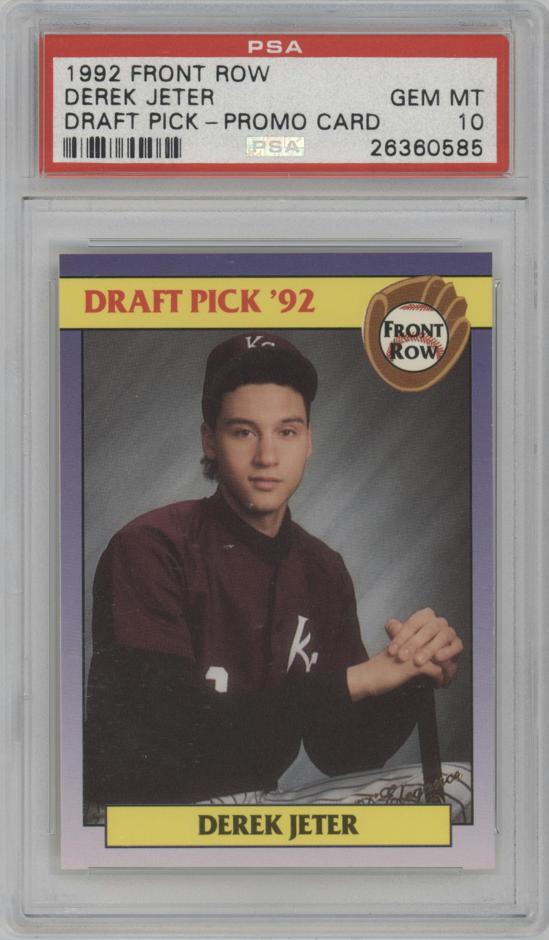 Derek Jeter  from the 1992 Front Row set graded by PSA and given an overall grade of 10.