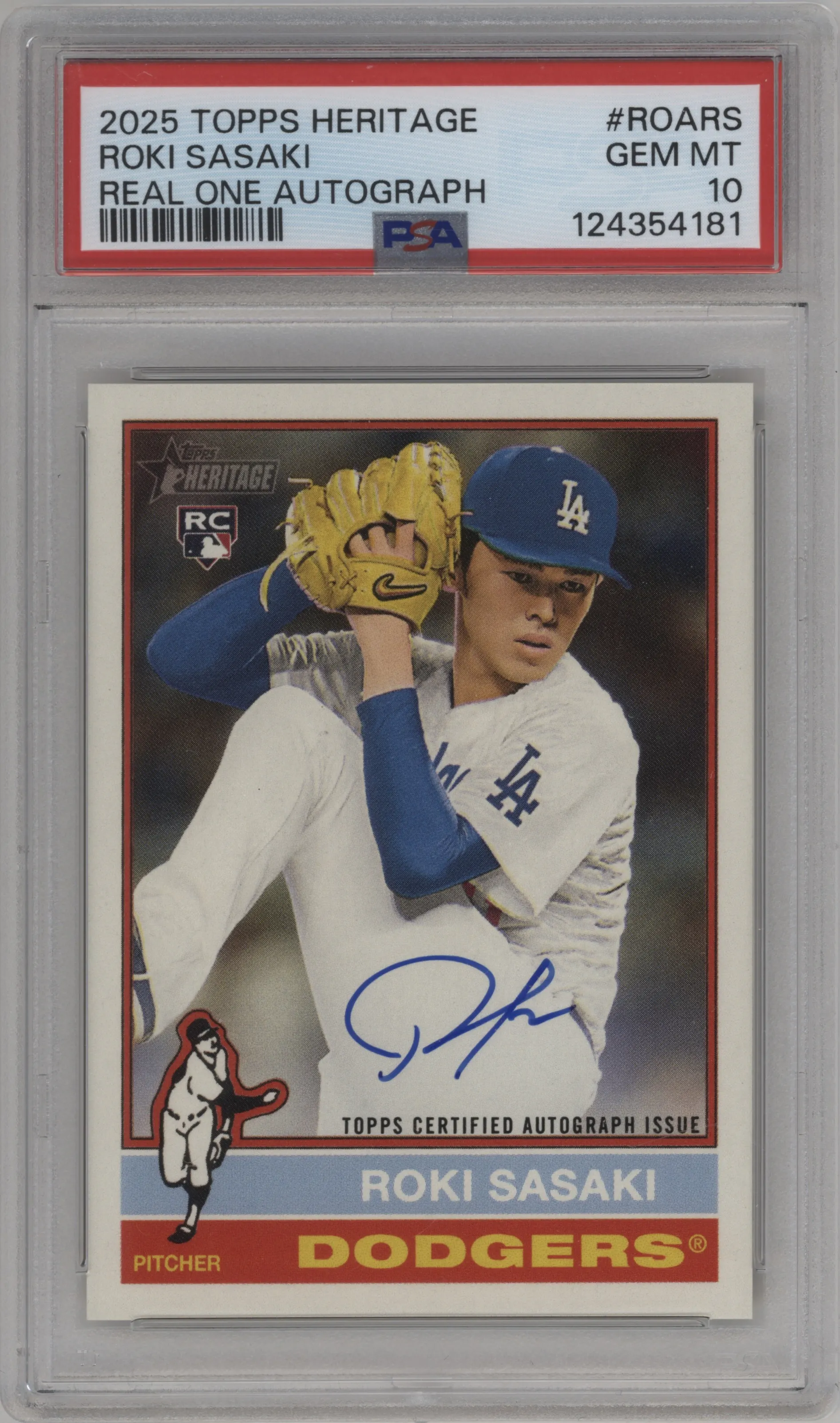 2025 Topps Heritage Real One Auto Roki Sasaki PSA 10