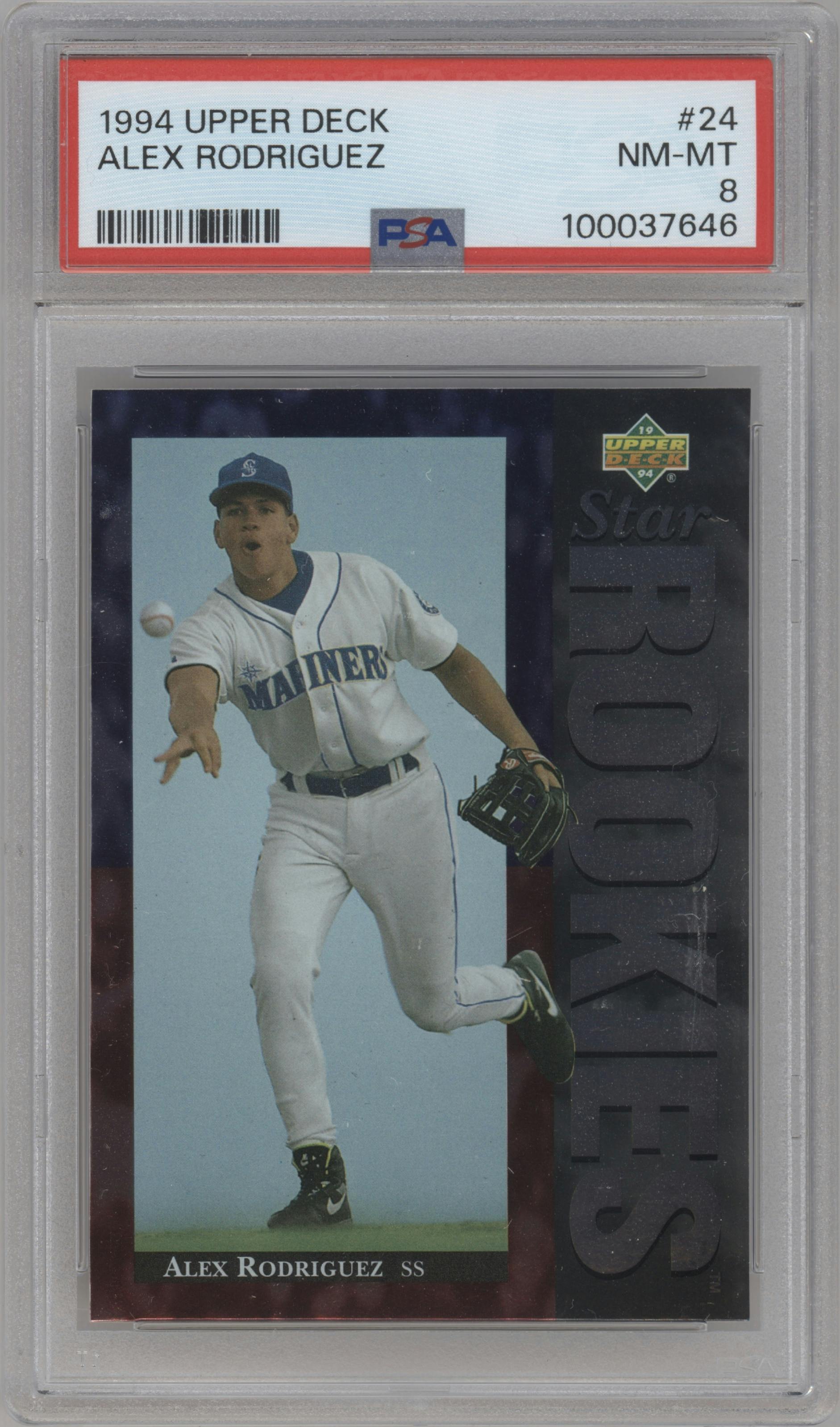 Alex Rodriguez from the 1994 Upper Deck set graded by PSA and given an overall grade of 8.