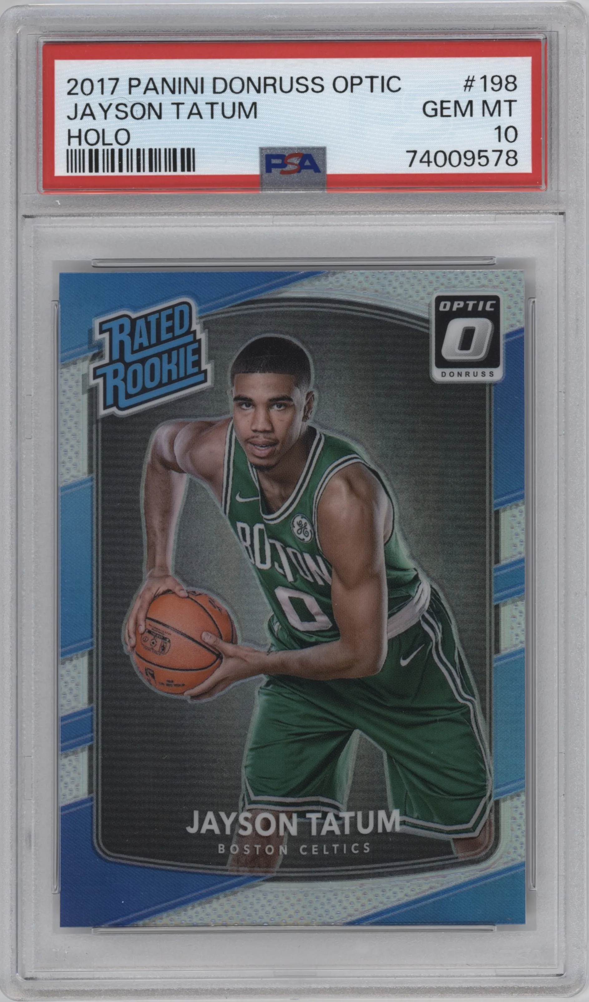 2017 Panini Donruss Optic Rated Rookie Jayson Tatum Holo #198 PSA 10