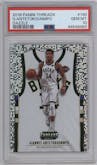 Giannis Antetokounmpo from the 2018-19 Panini Threads  set featuring a Dazzle parallel graded by PSA and given an overall grade of 10.