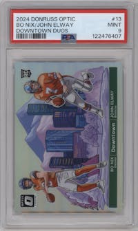 Bo Nix/John Elway from the 2024 Donruss Optic set graded by PSA and given an overall grade of 9.