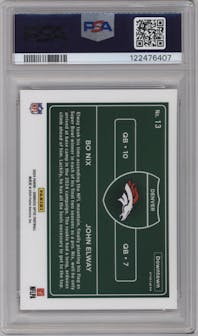 Bo Nix/John Elway from the 2024 Donruss Optic set graded by PSA and given an overall grade of 9.
