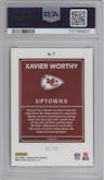 Xavier Worthy from the 2024 Donruss Optic set featuring a Gold parallel graded by PSA and given an overall grade of 10.