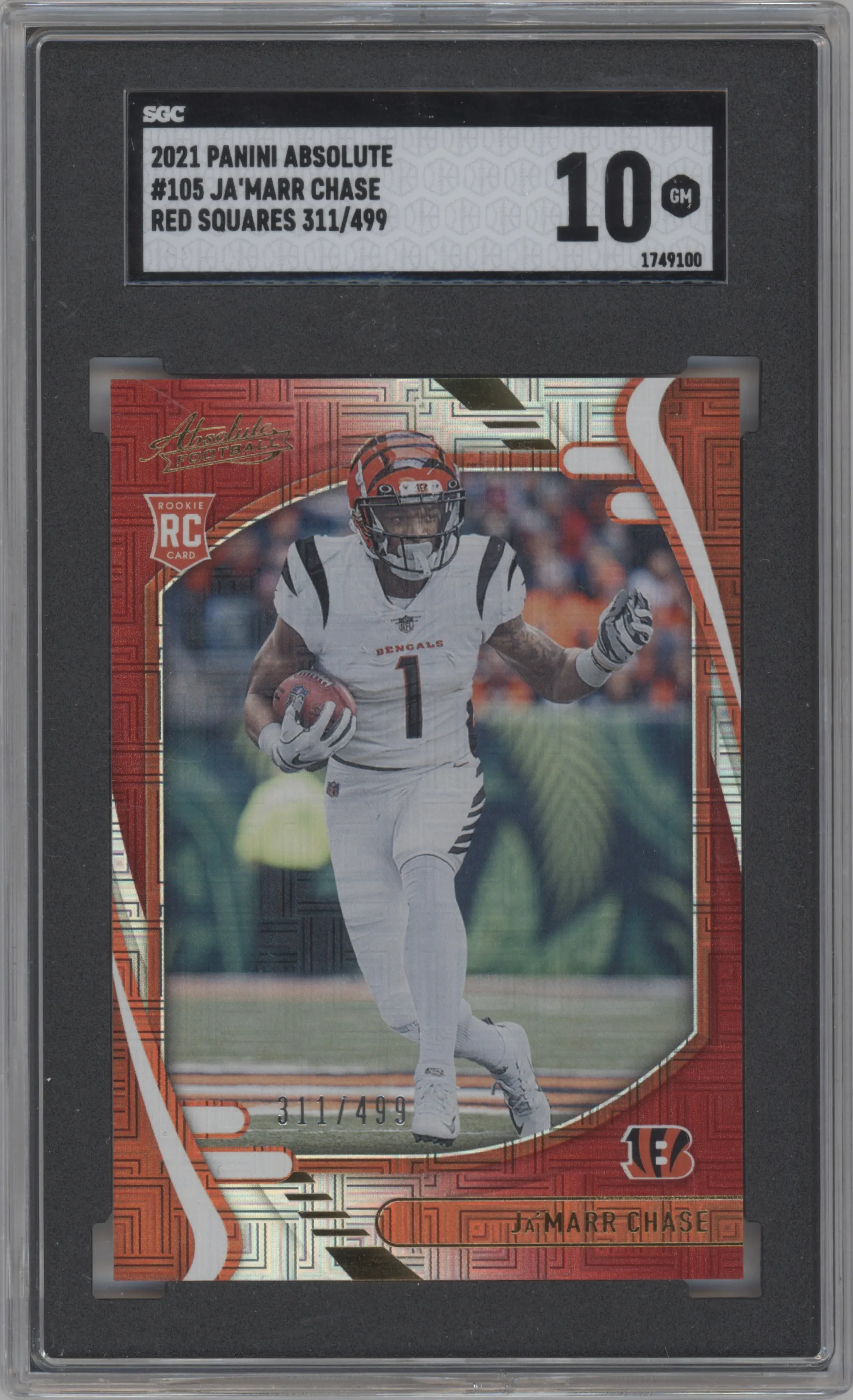 2021 Panini Absolute Ja'Marr Chase Red Squares #105 SGC 10