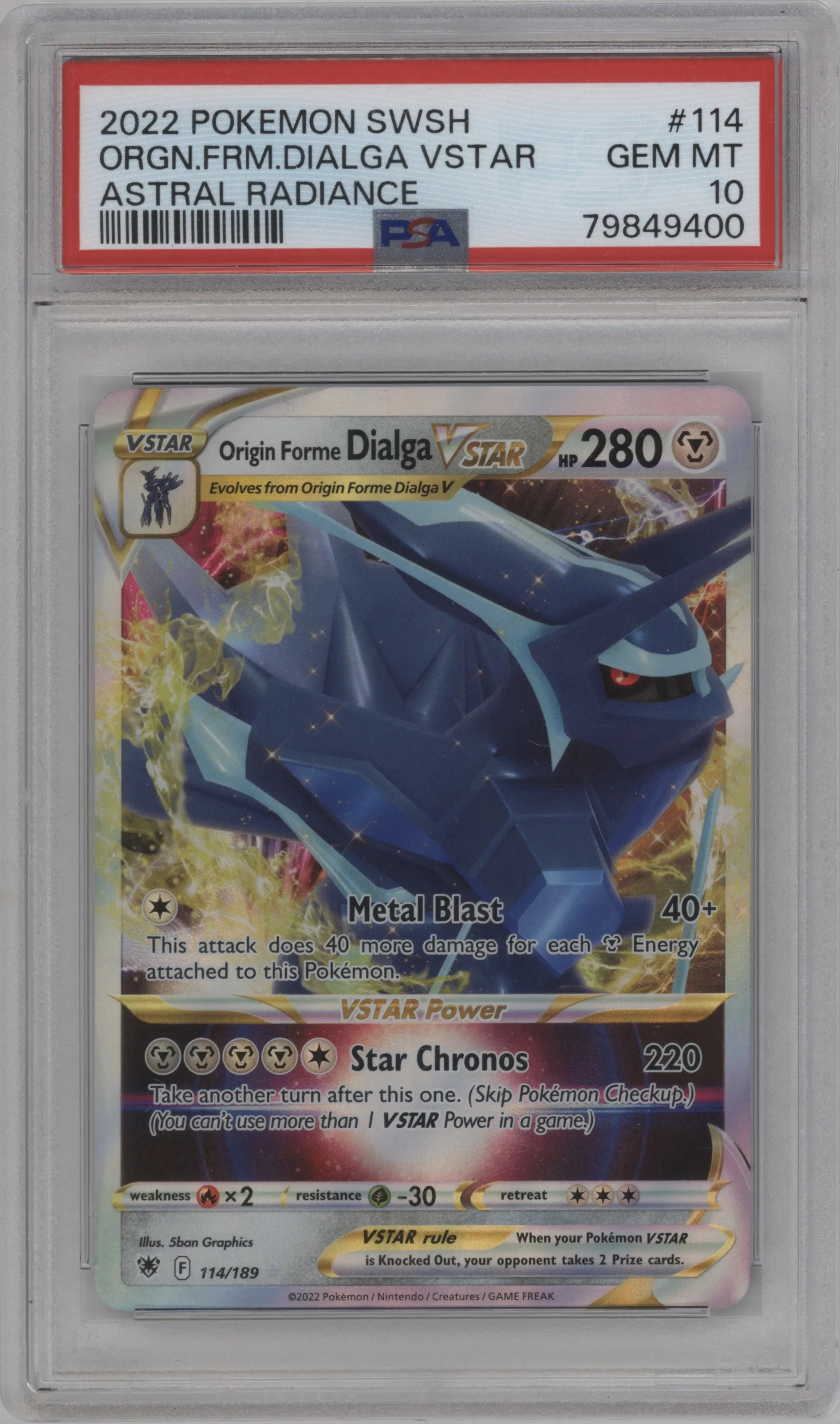 2022 Pokemon SWSH Astral Radiance Origin Forme Dialga VSTAR #114 PSA 10