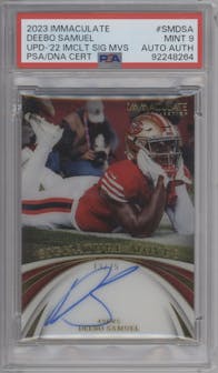 Deebo Samuel from the 2023 Panini Immaculate Collection  set graded by PSA and given an overall grade of 9.