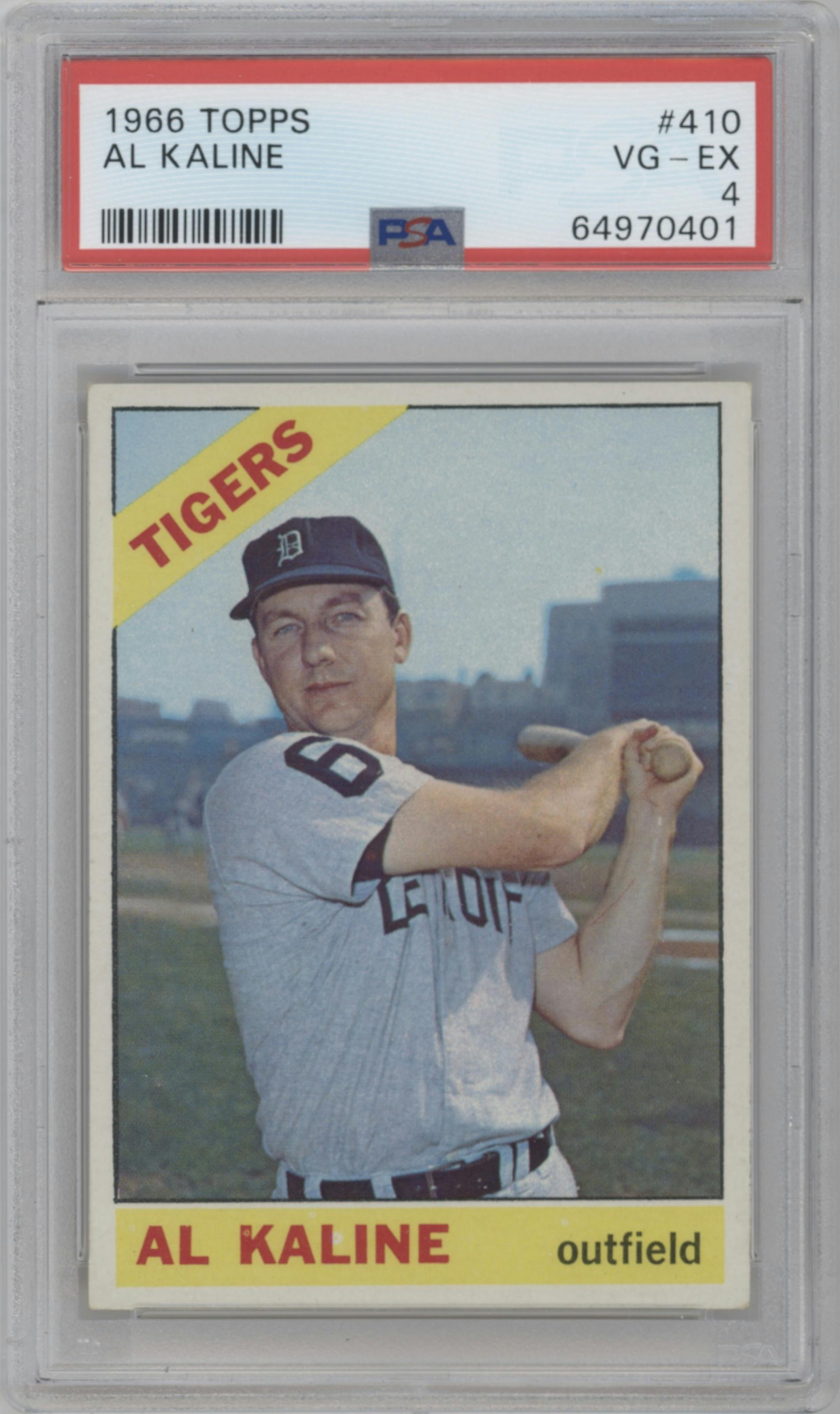 Al Kaline from the 1966 Topps set graded by PSA and given an overall grade of 4.