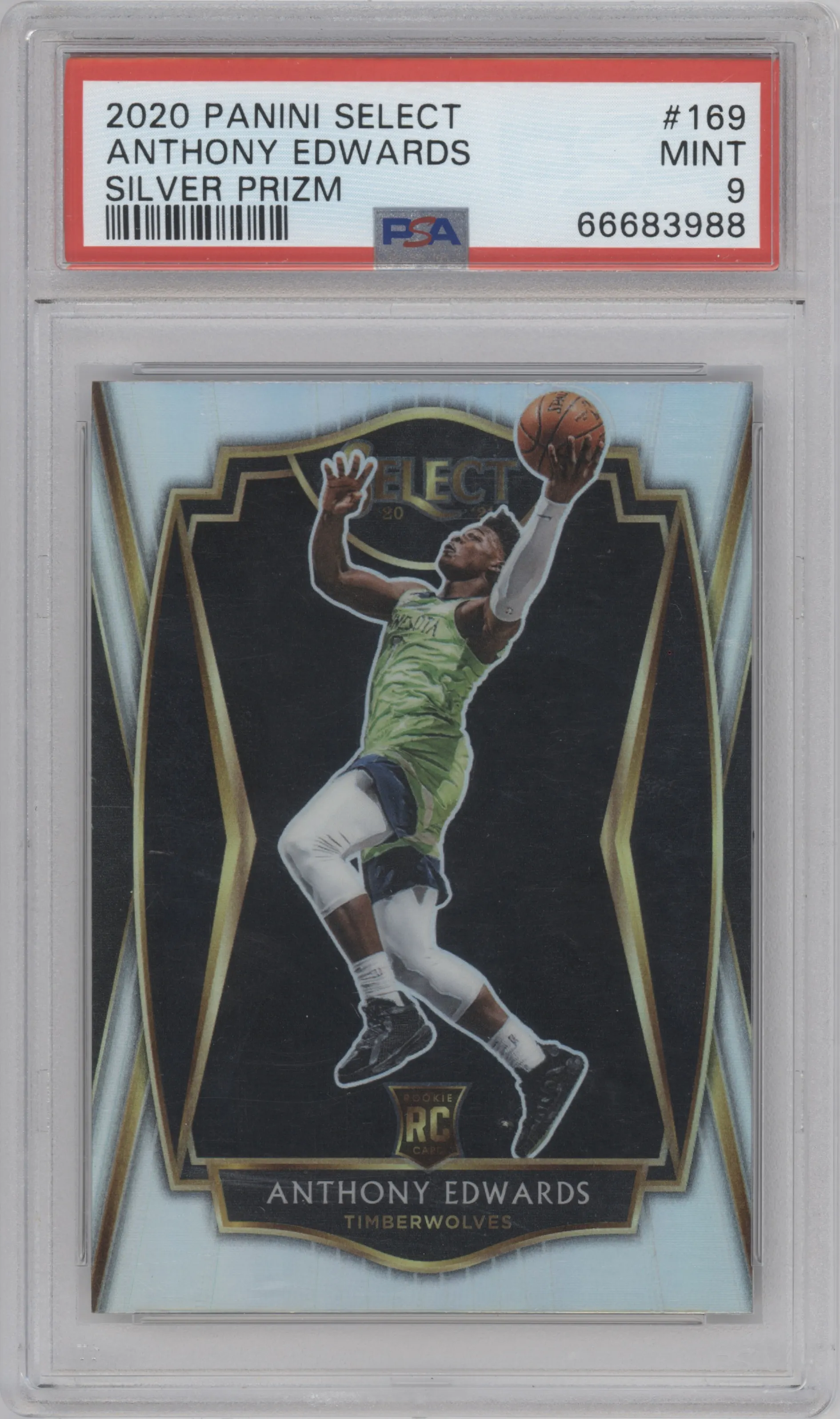 2020 Panini Select Pre.Lvl. Anthony Edwards Silver Prizm #169 PSA 9