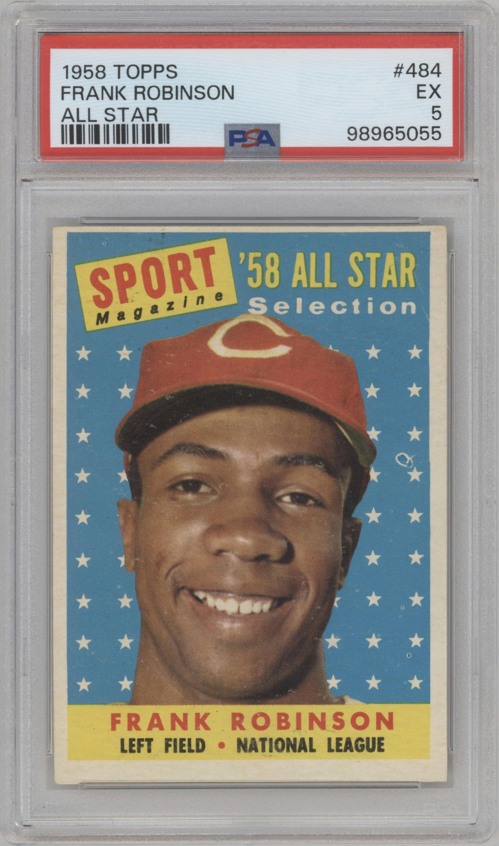 Frank Robinson from the 1958 Topps set graded by PSA and given an overall grade of 5.