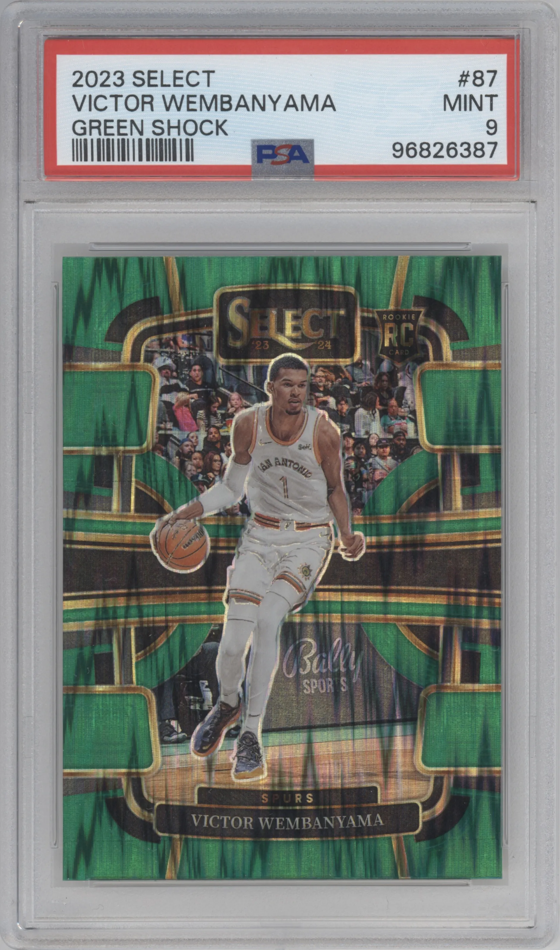 2023 Panini Select Victor Wembanyama Green Shock Prizm #87 PSA 9