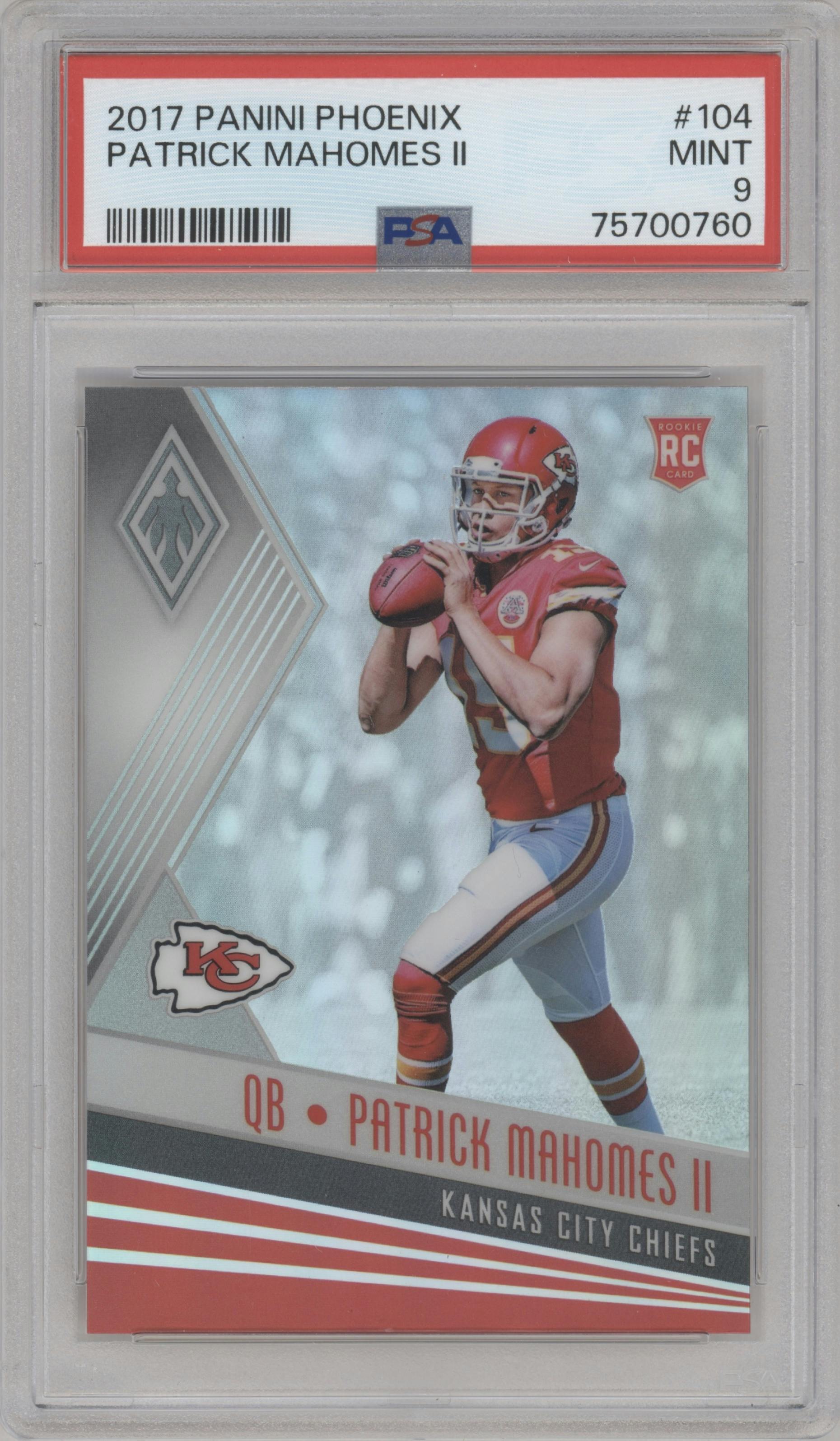 Patrick Mahomes II  from the 2017 Panini Phoenix set graded by PSA and given an overall grade of 9.