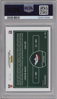 Bo Nix/John Elway from the 2024 Donruss Optic set featuring a Black Pandora parallel graded by PSA and given an overall grade of 10.