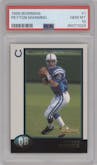 Peyton Manning from the 1998 Bowman set graded by PSA and given an overall grade of 10.