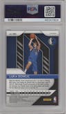 Luka Doncic from the 2018-19 Panini Prizm set featuring a Red White Blue Prizm parallel graded by PSA and given an overall grade of 10.