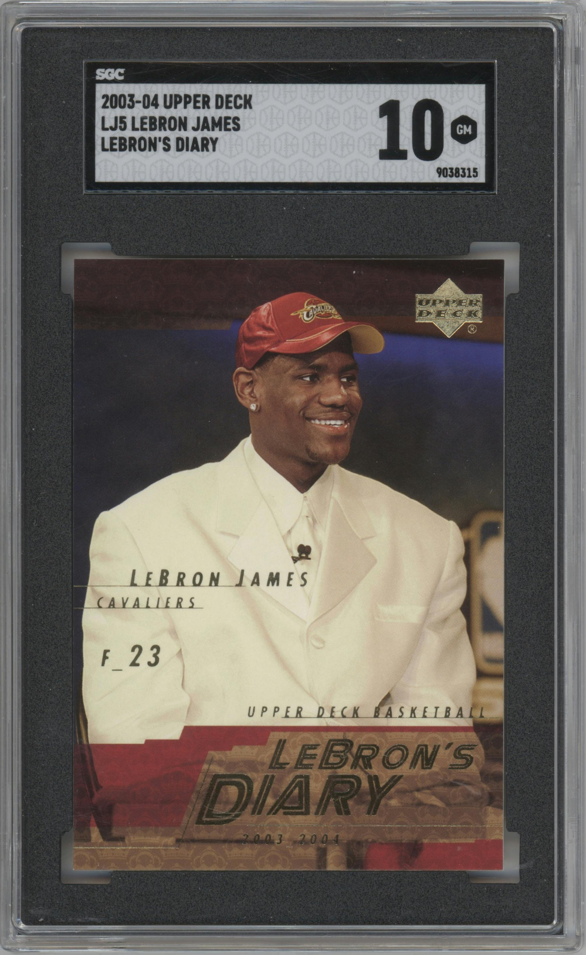 LeBron James from the 2003-04 Upper Deck set graded by SGC and given an overall grade of 10.