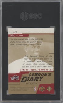 LeBron James from the 2003-04 Upper Deck set graded by SGC and given an overall grade of 10.