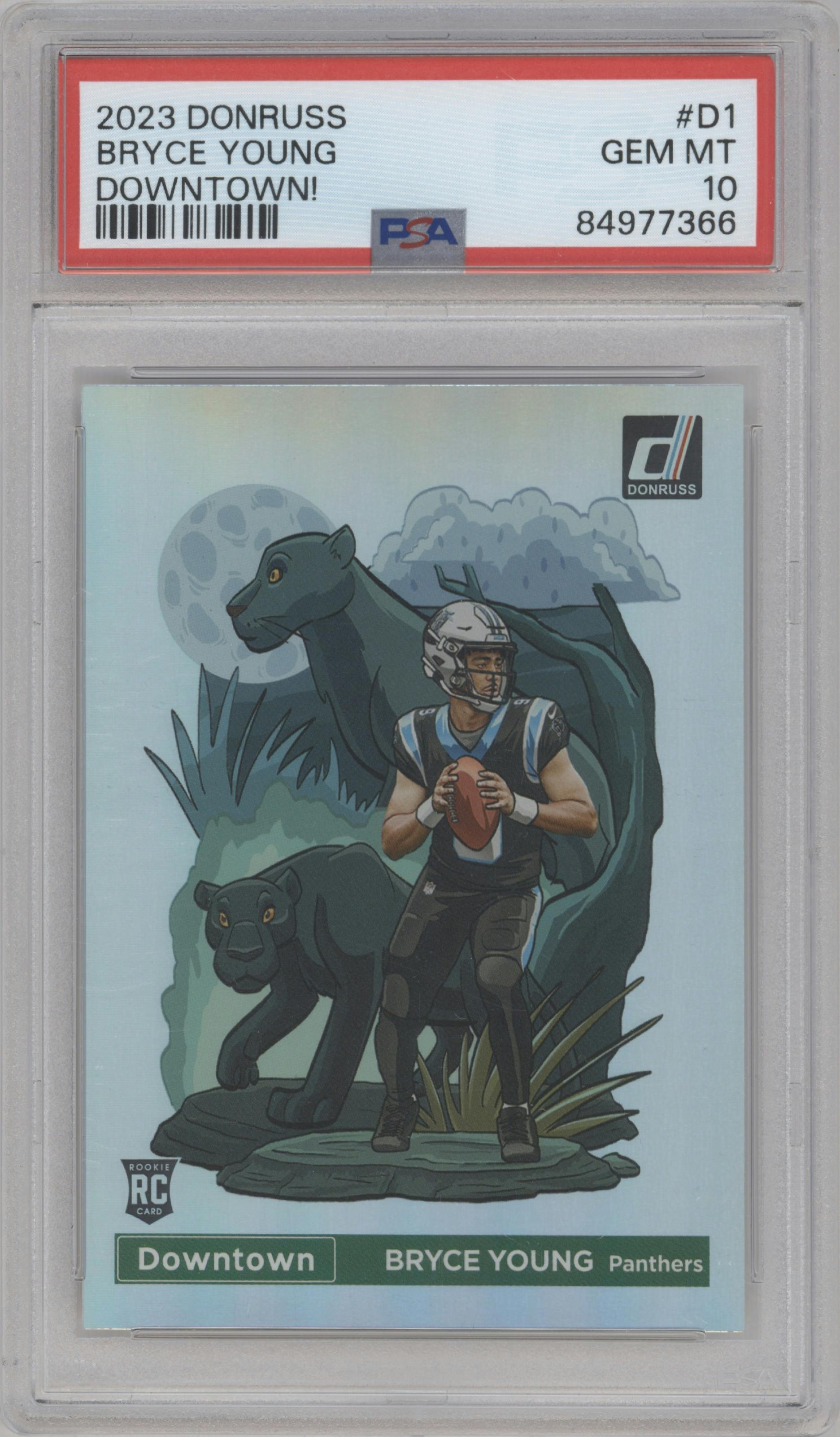 Bryce Young from the 2023 Panini Donruss set graded by PSA and given an overall grade of 10.